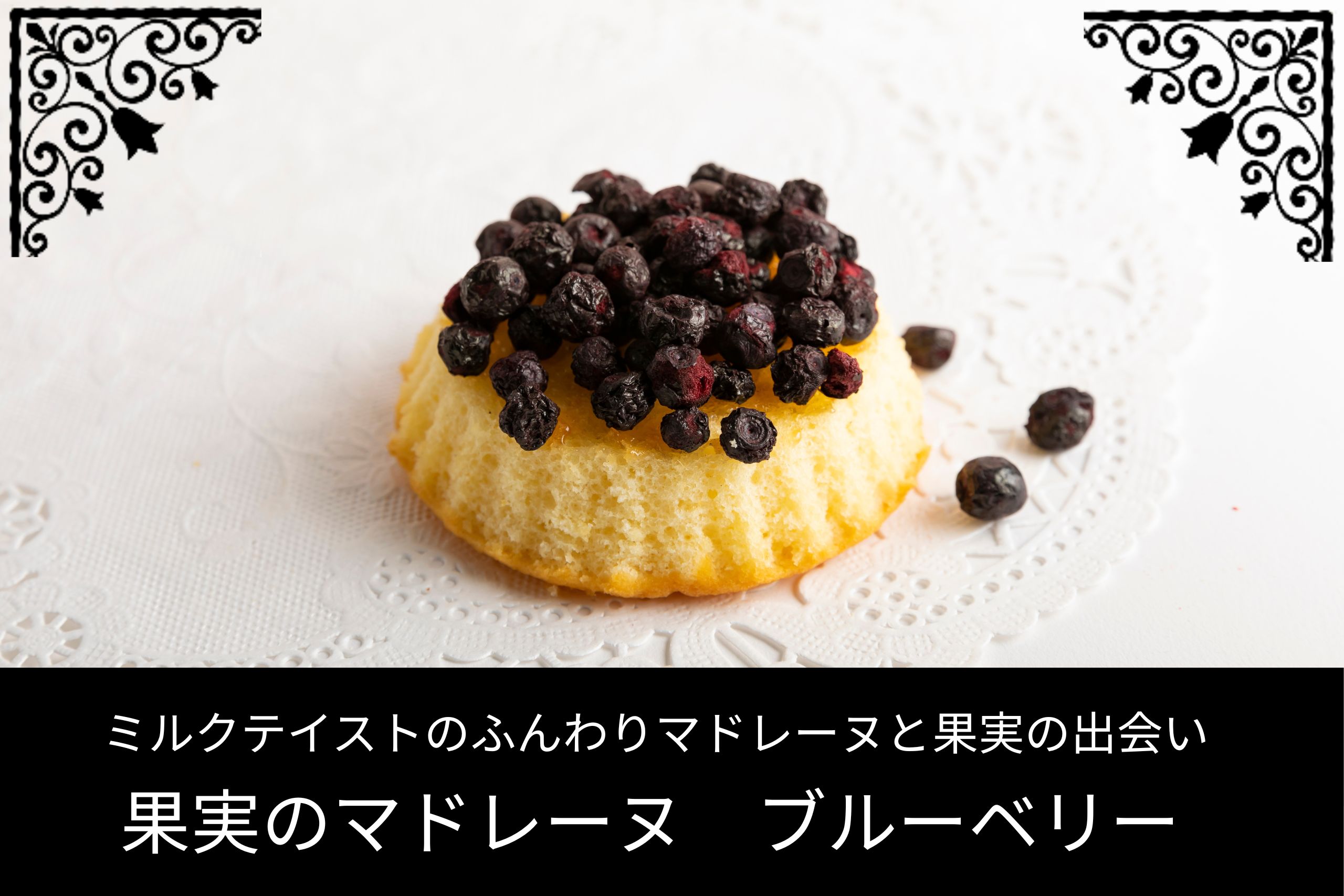 ブルーベリーがトッピングされた果実のマドレーヌ