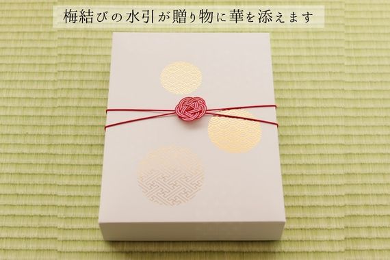 梅結び水引がついた栗バウムギフトパッケージ